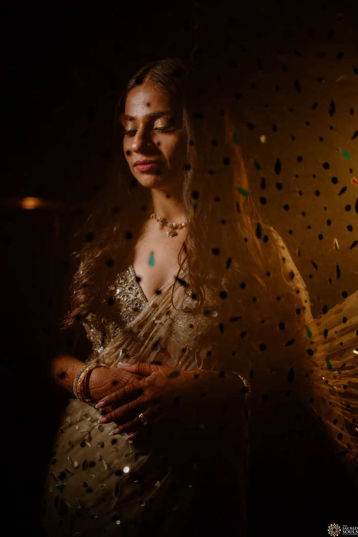 A bride in golden light